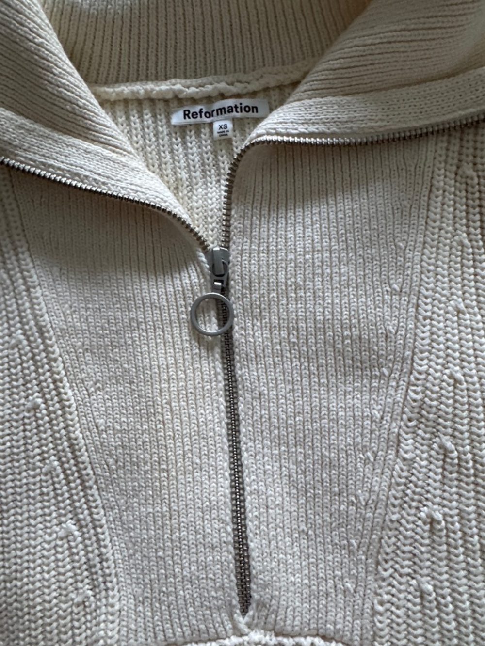 Reformation Cream Ribbed Zip Sleeveless Sweater - Picture 5 of 8